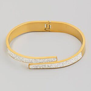 Pave Stainless Steel Hinged Stainless Steel Bracelet